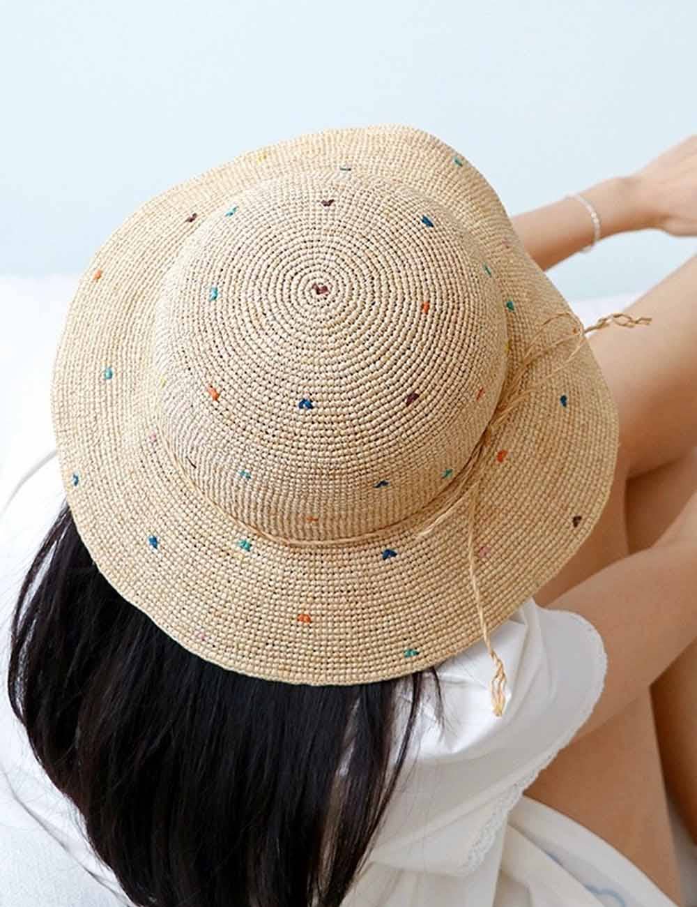 Polka Dot Raffia Hat