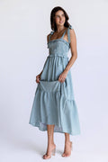 Smocked Gingham Midi Dress