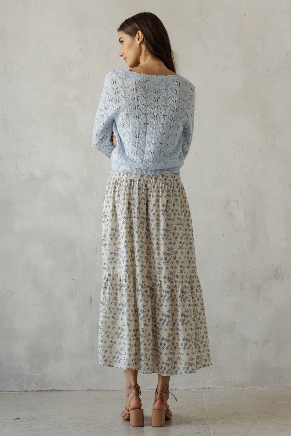 Open Knit Tassel Tie Knit Cardigan