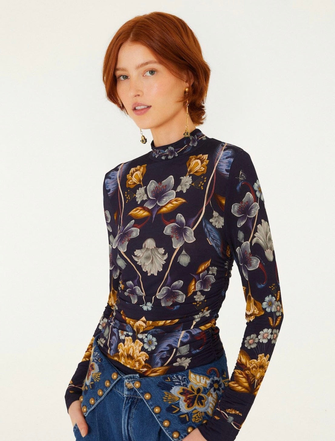 Golden Nature Long Sleeve Jersey Blouse