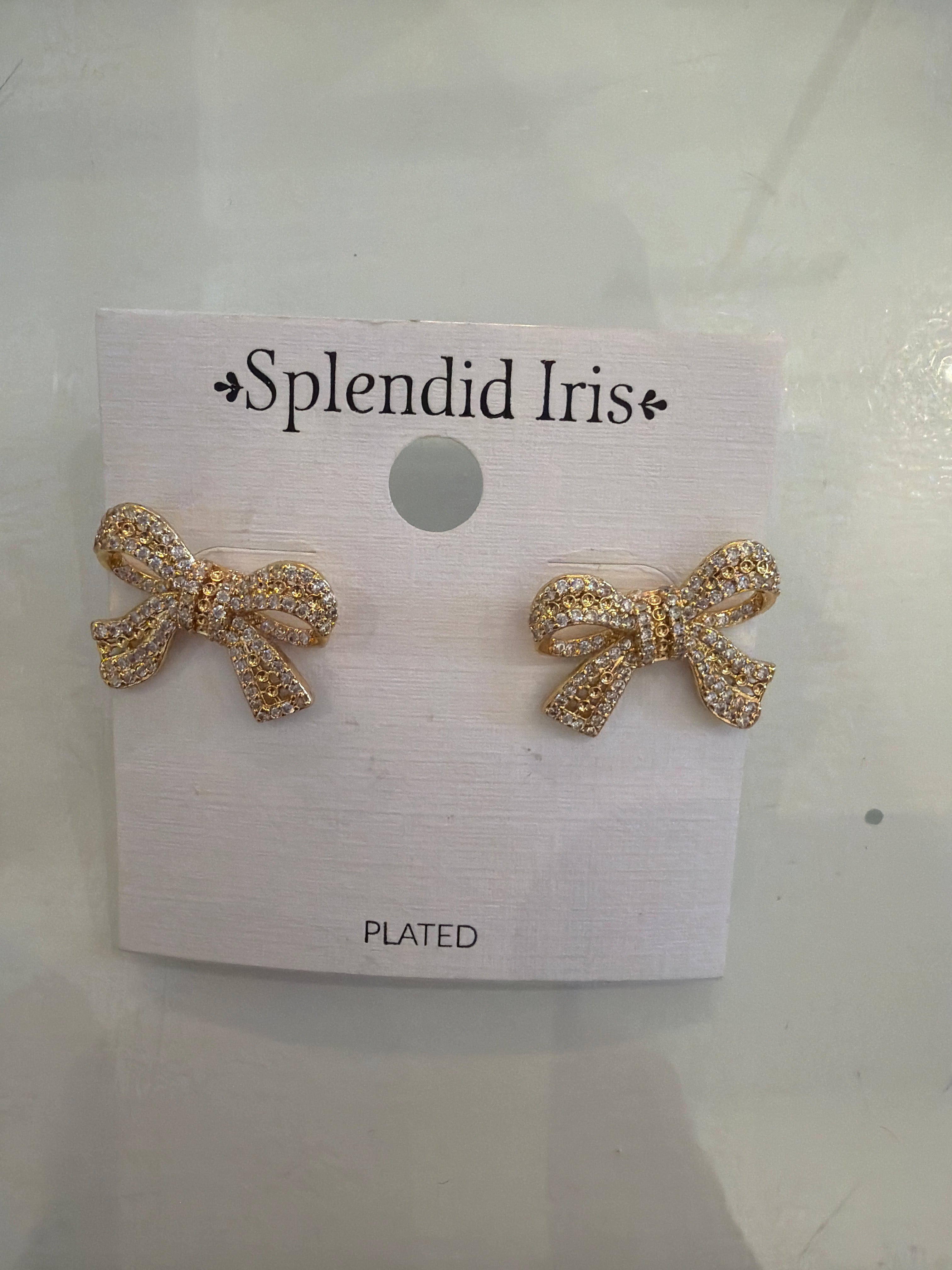 Large Pave Bow Stud Earrings