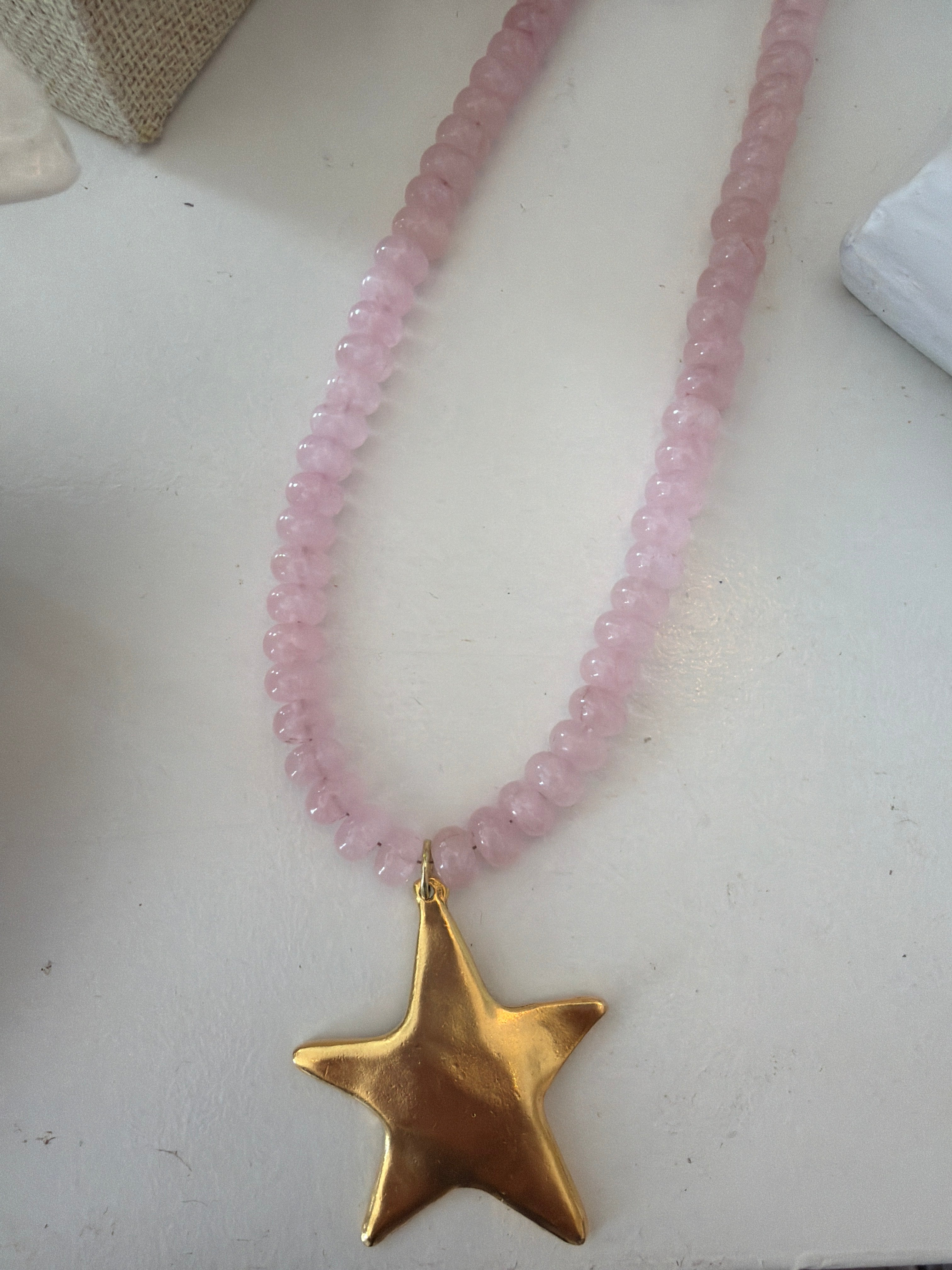 Pink Star Beaded Necklace