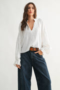 Embroidered White Peasant Blouse
