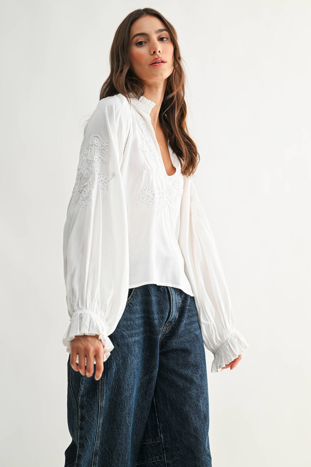Embroidered White Peasant Blouse