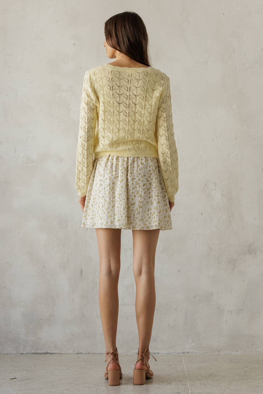 Open Knit Tassel Tie Knit Cardigan