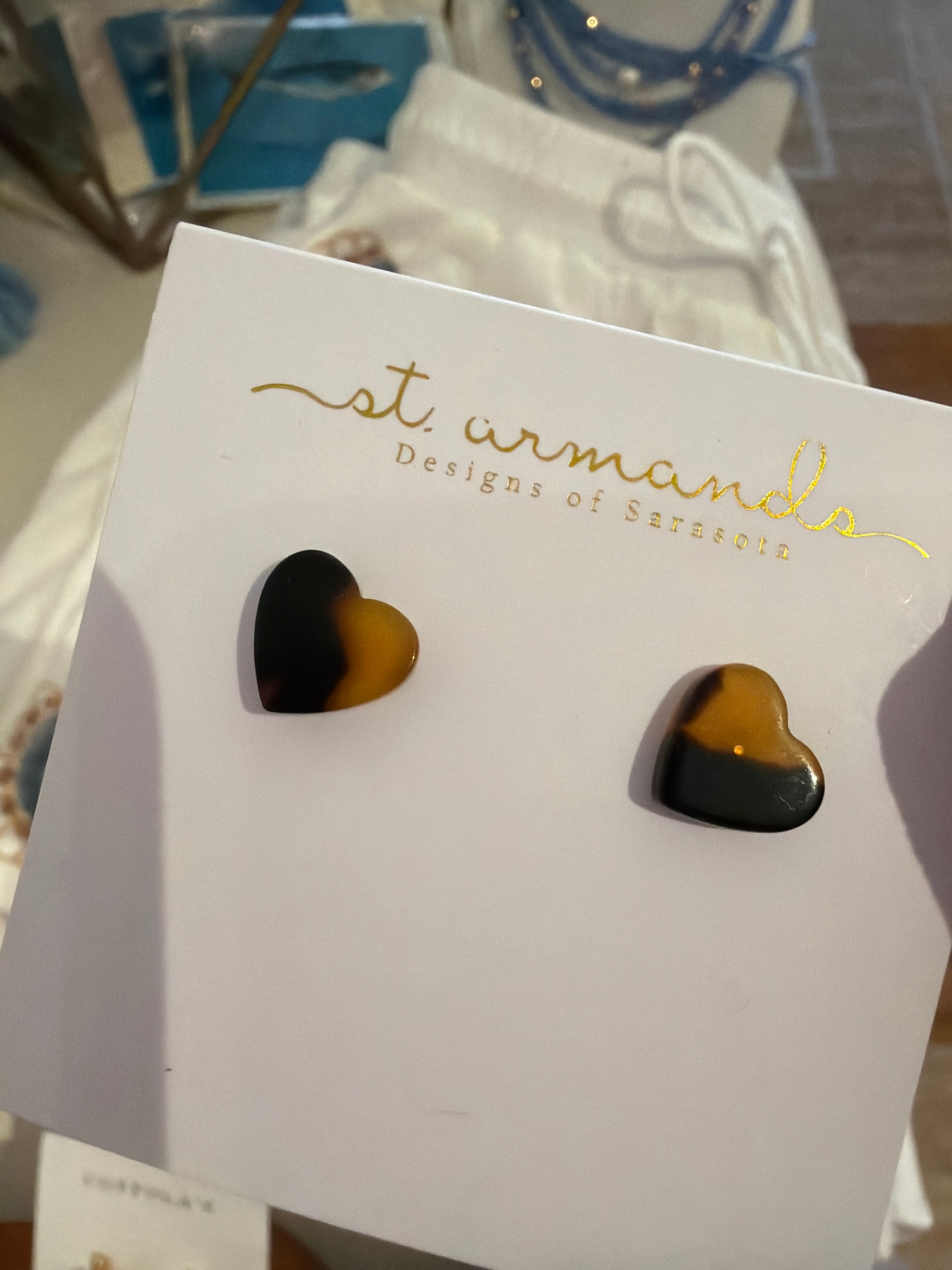 Mini Tortoise Heart Earrings