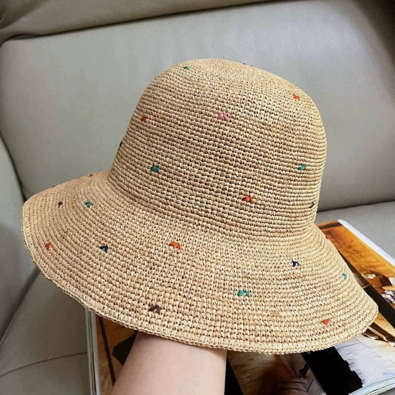 Polka Dot Raffia Hat