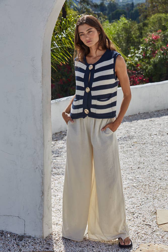 Knit Sweater Striped Vest