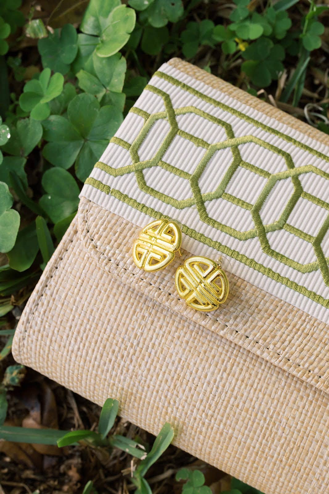 Greek Gold Key Stud Earrings