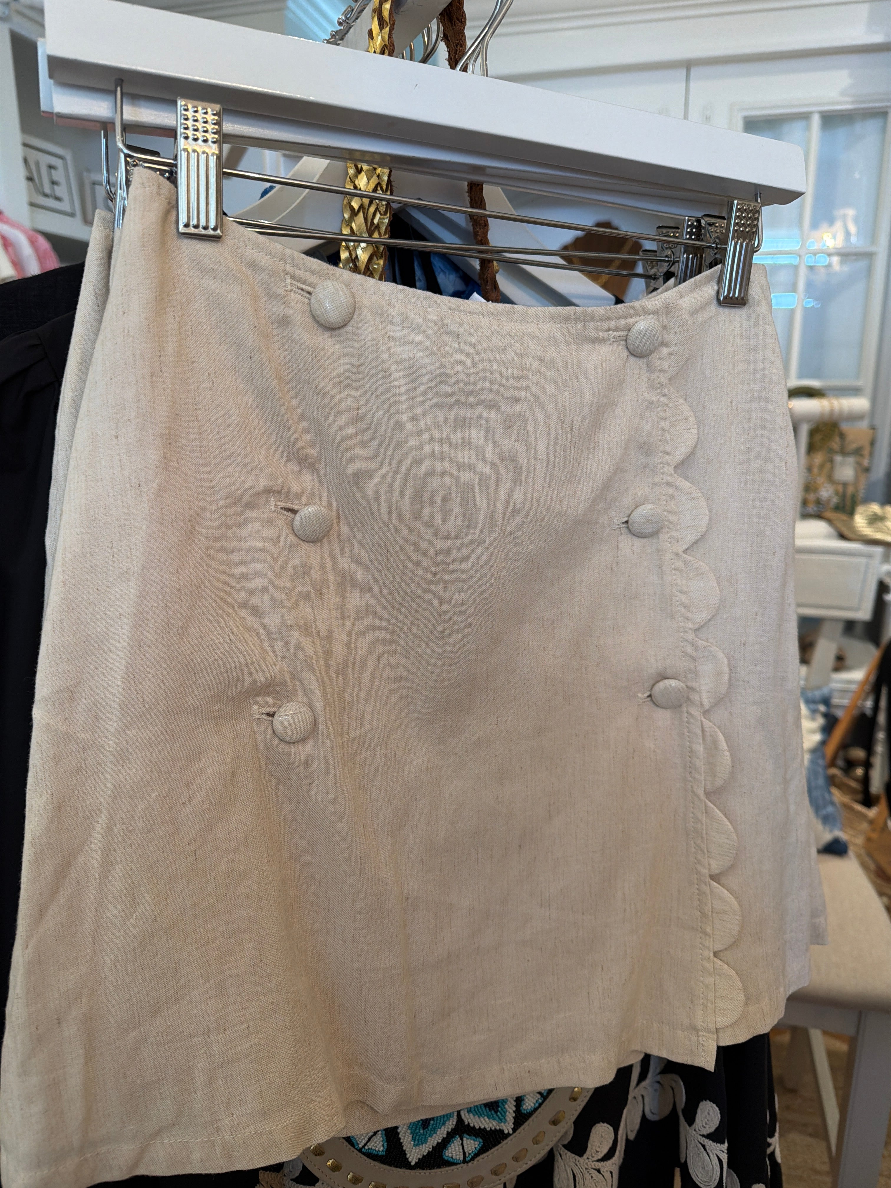 Buttoned Scalloped Skirt