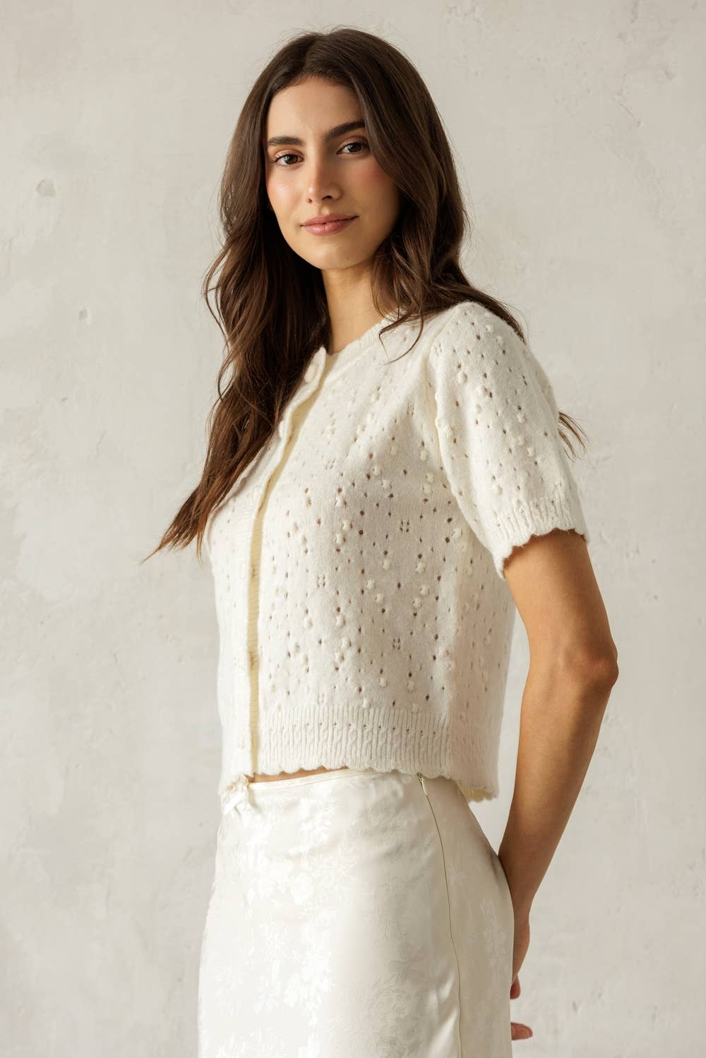 Pointelle Knit Cardigan