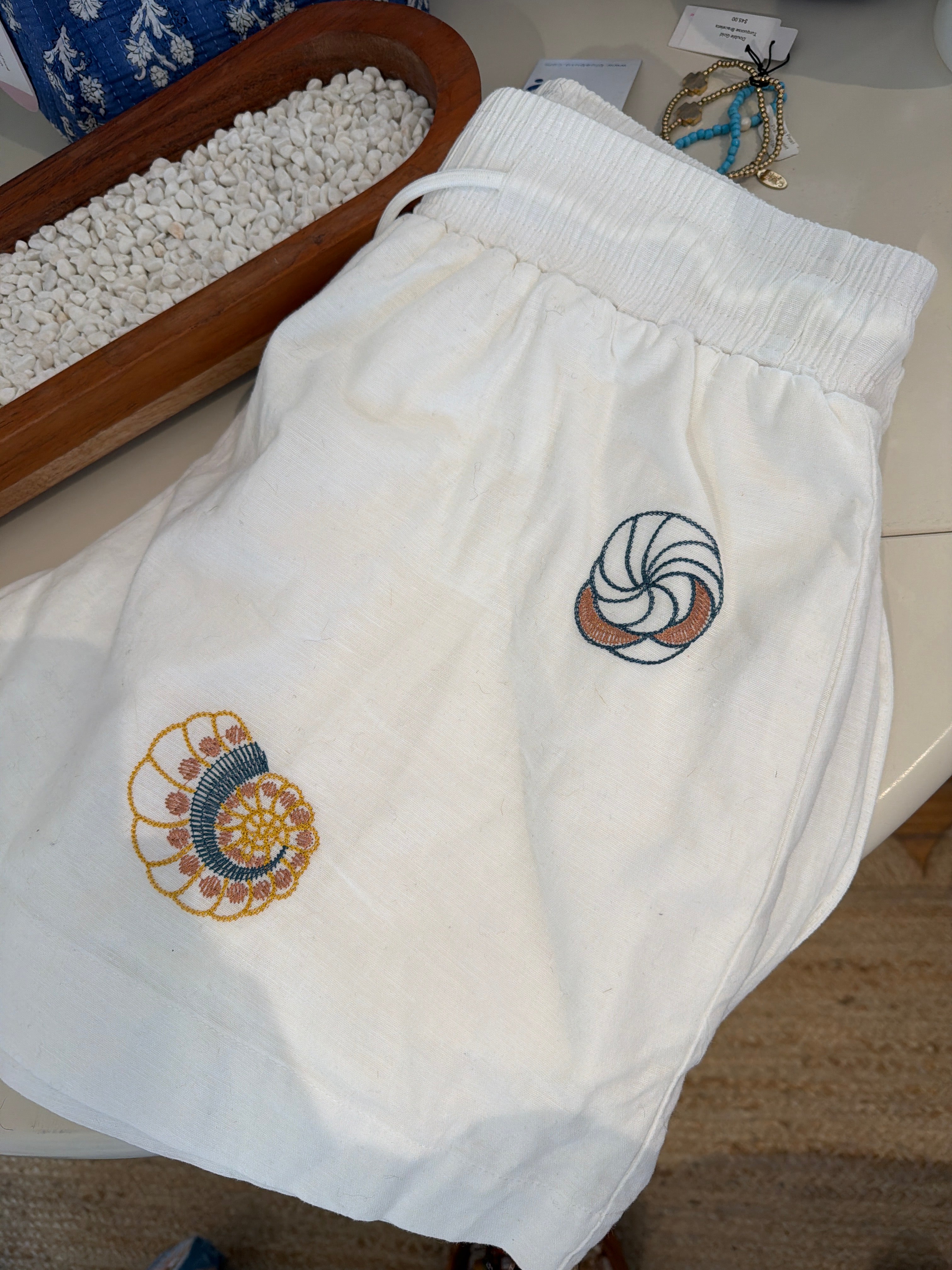 Embroidered Shell Shorts
