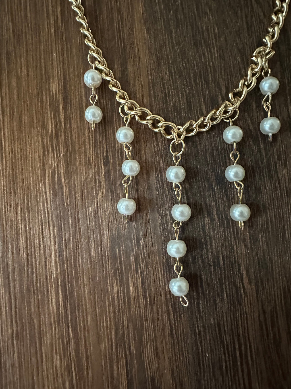 Dainty Pearl Drop Chain Necklace