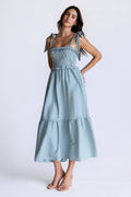Smocked Gingham Midi Dress