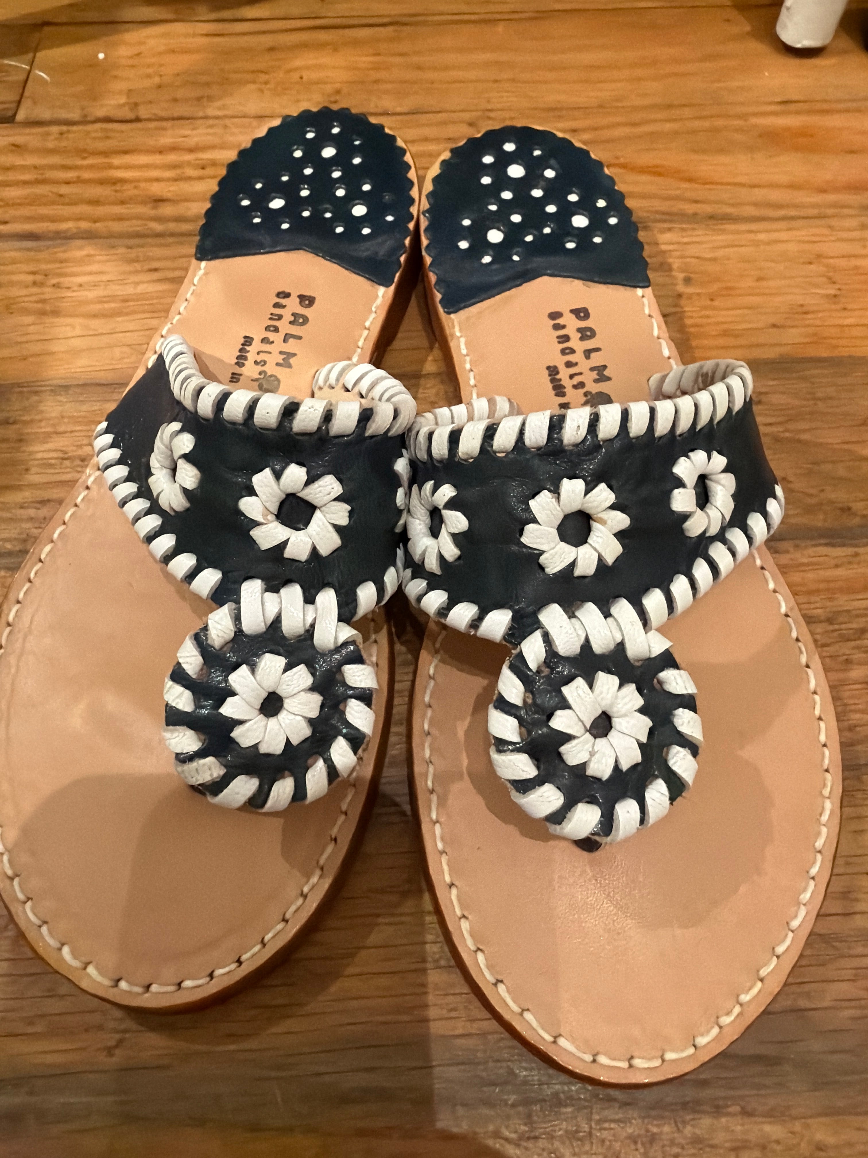 Navy and White Sandal