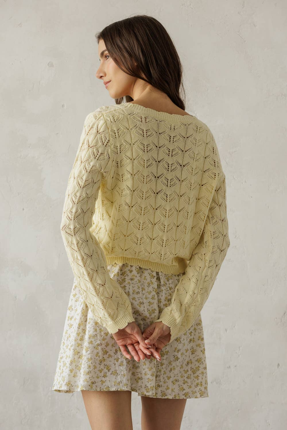 Open Knit Tassel Tie Knit Cardigan