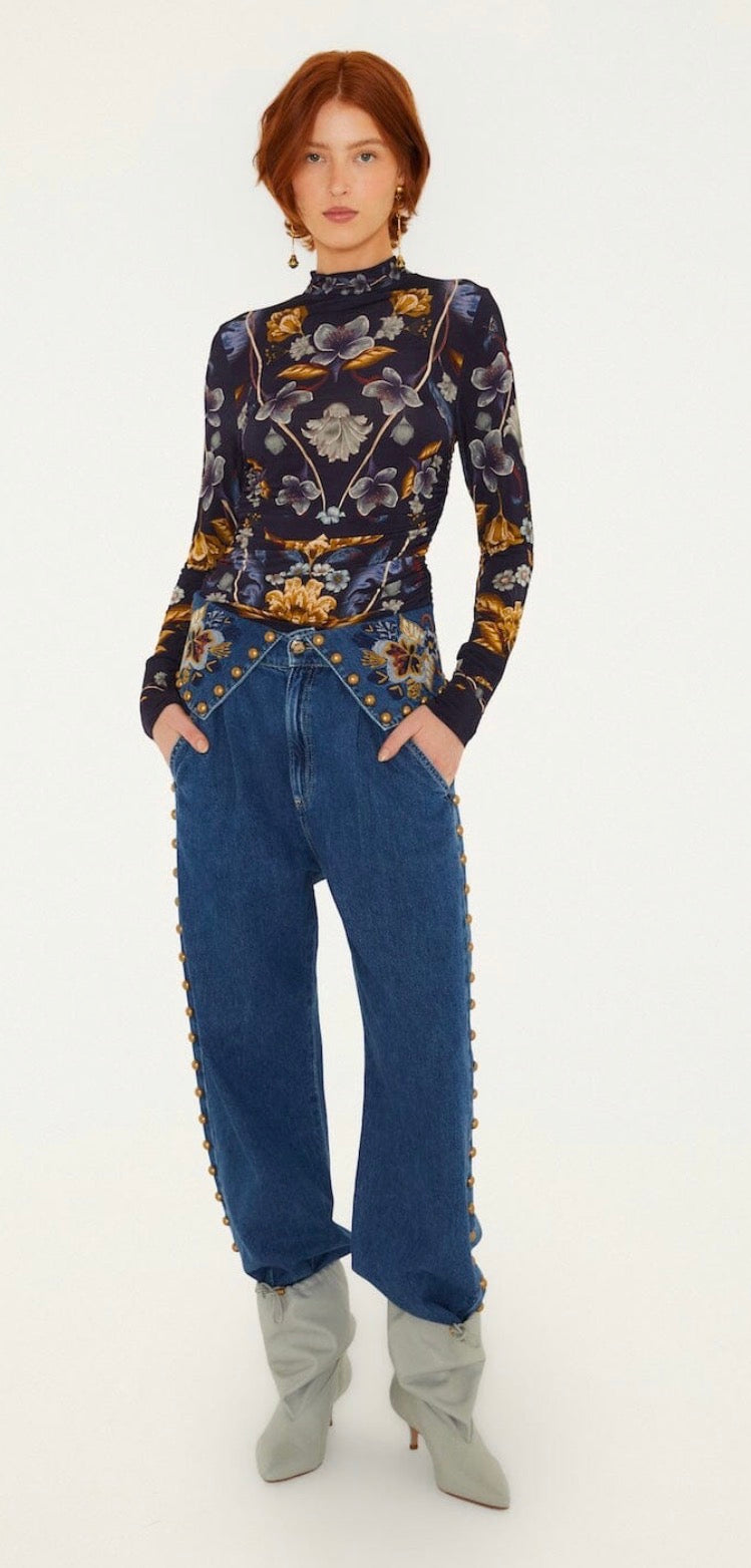 Golden Nature Long Sleeve Jersey Blouse