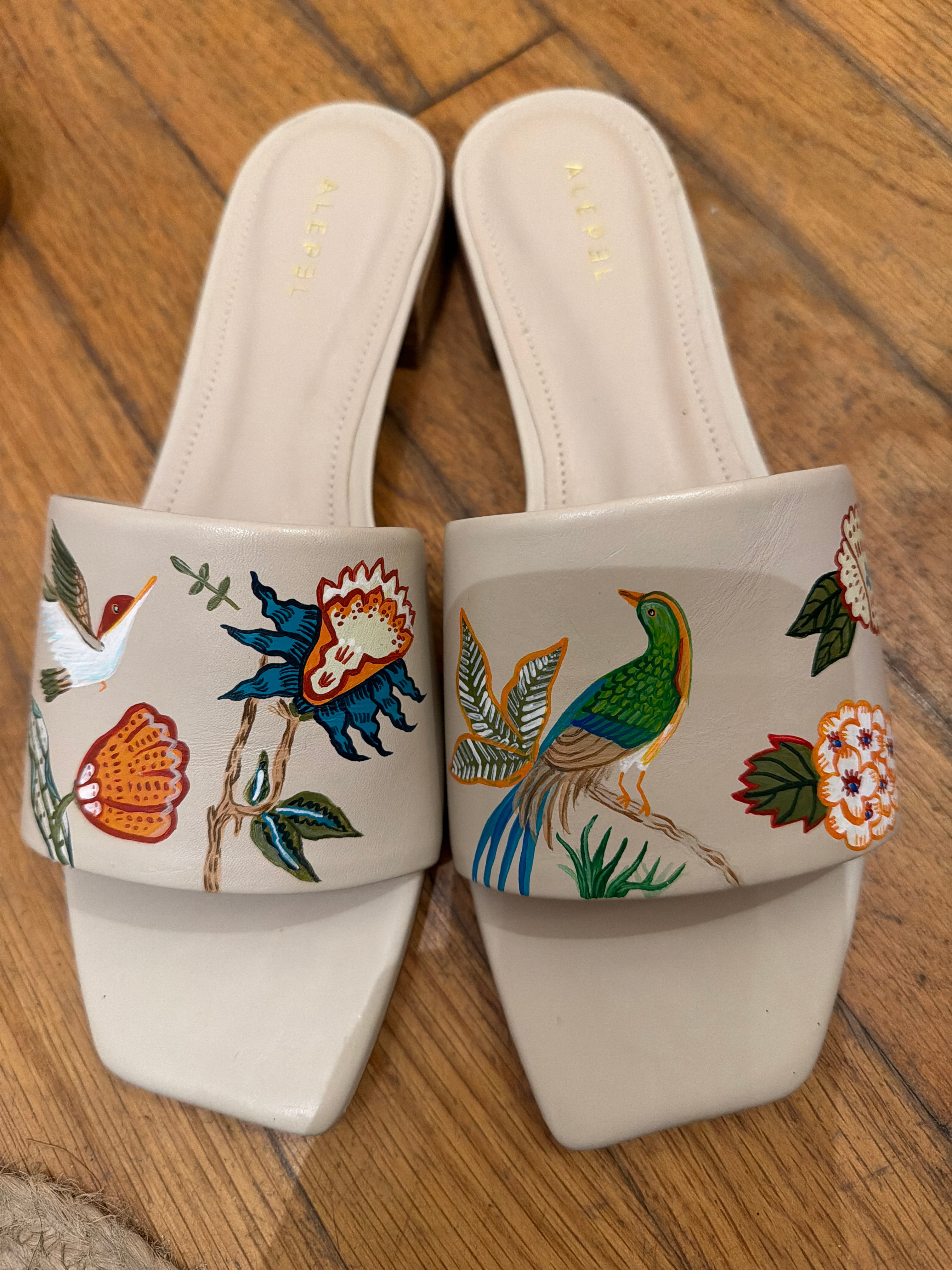Bird Floral Square Toe Sandal