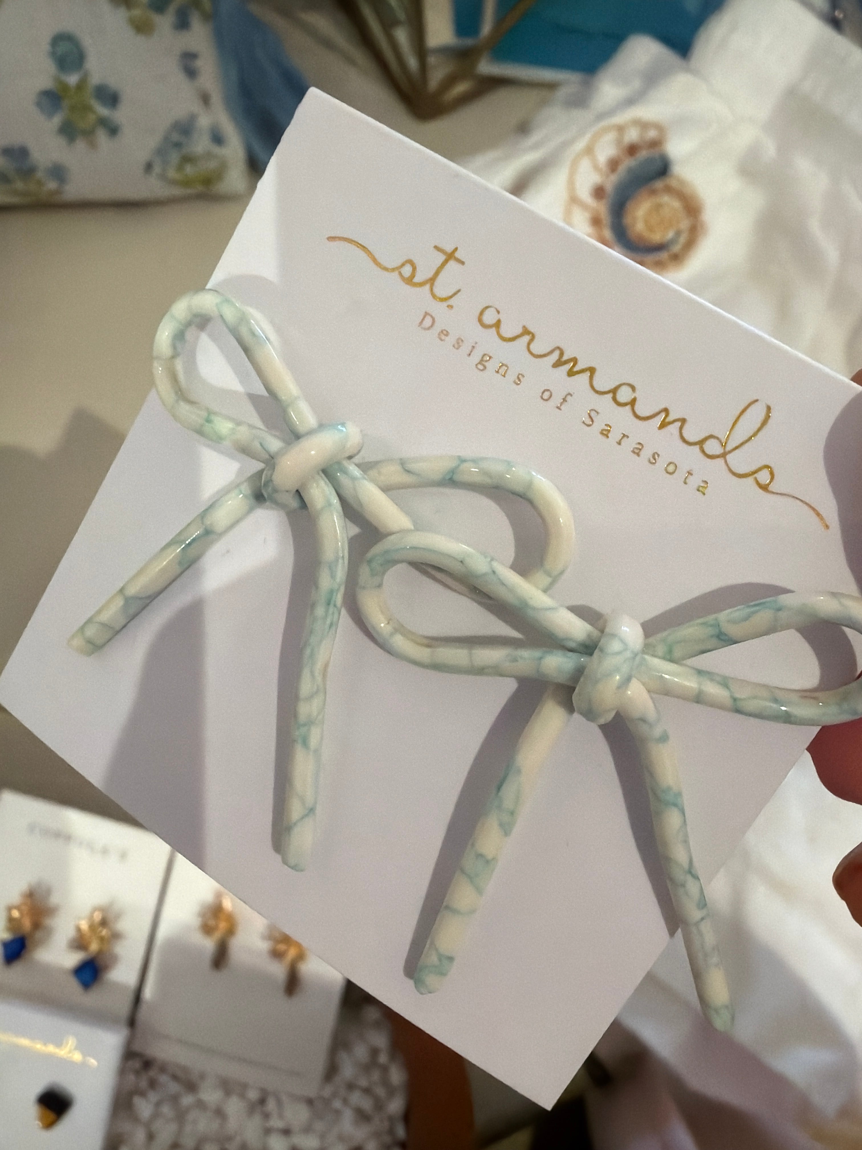 Marble Bow Earrings