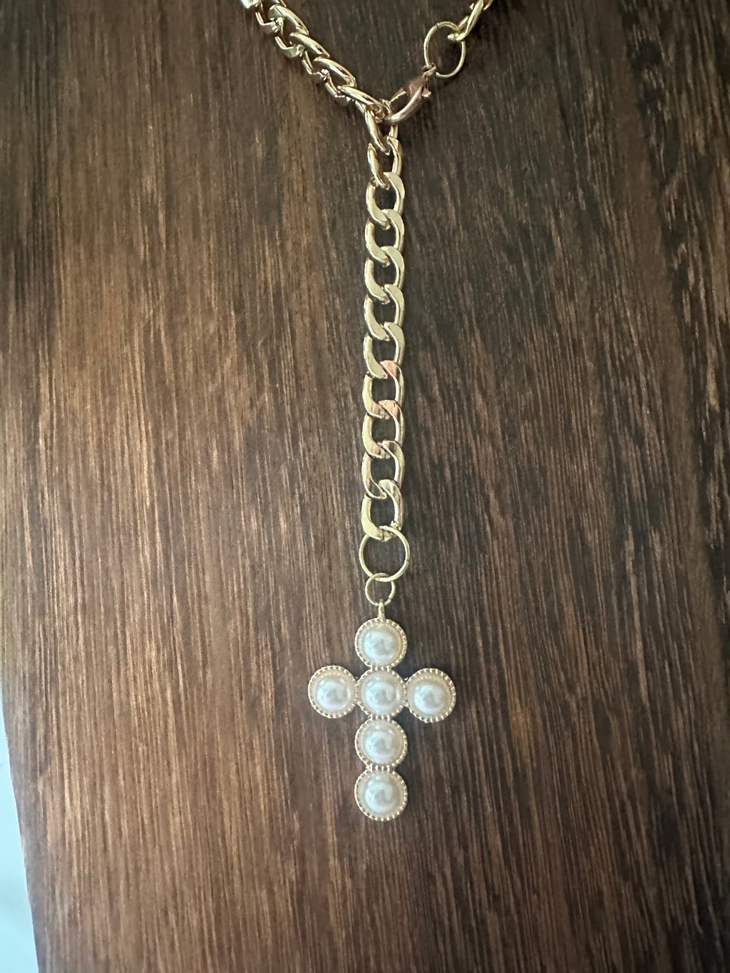 Pearl Cross Adjustable Wrap Necklace
