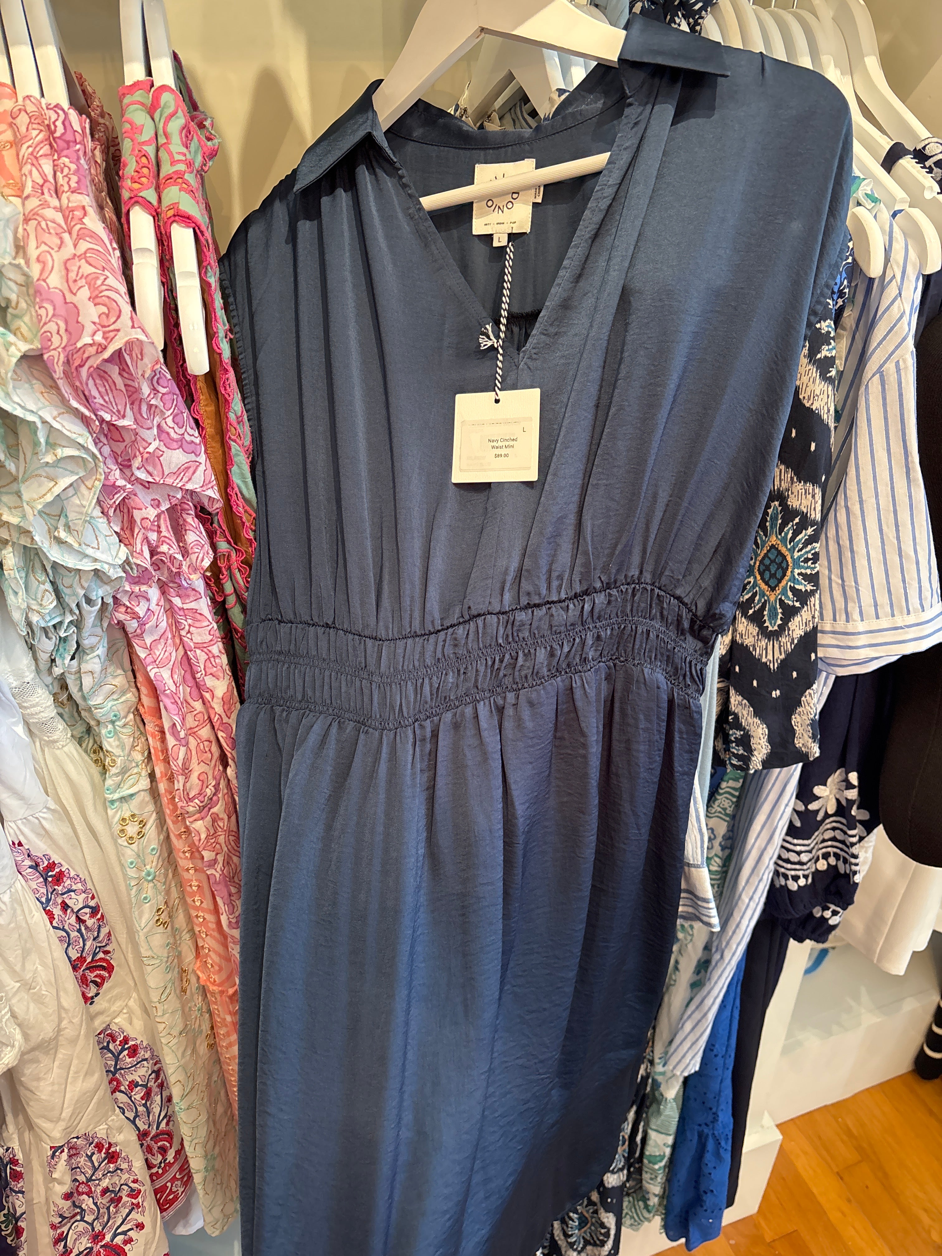 Navy Cinched Waist Mini