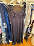Bow Shoulder Linen-Blend Dress