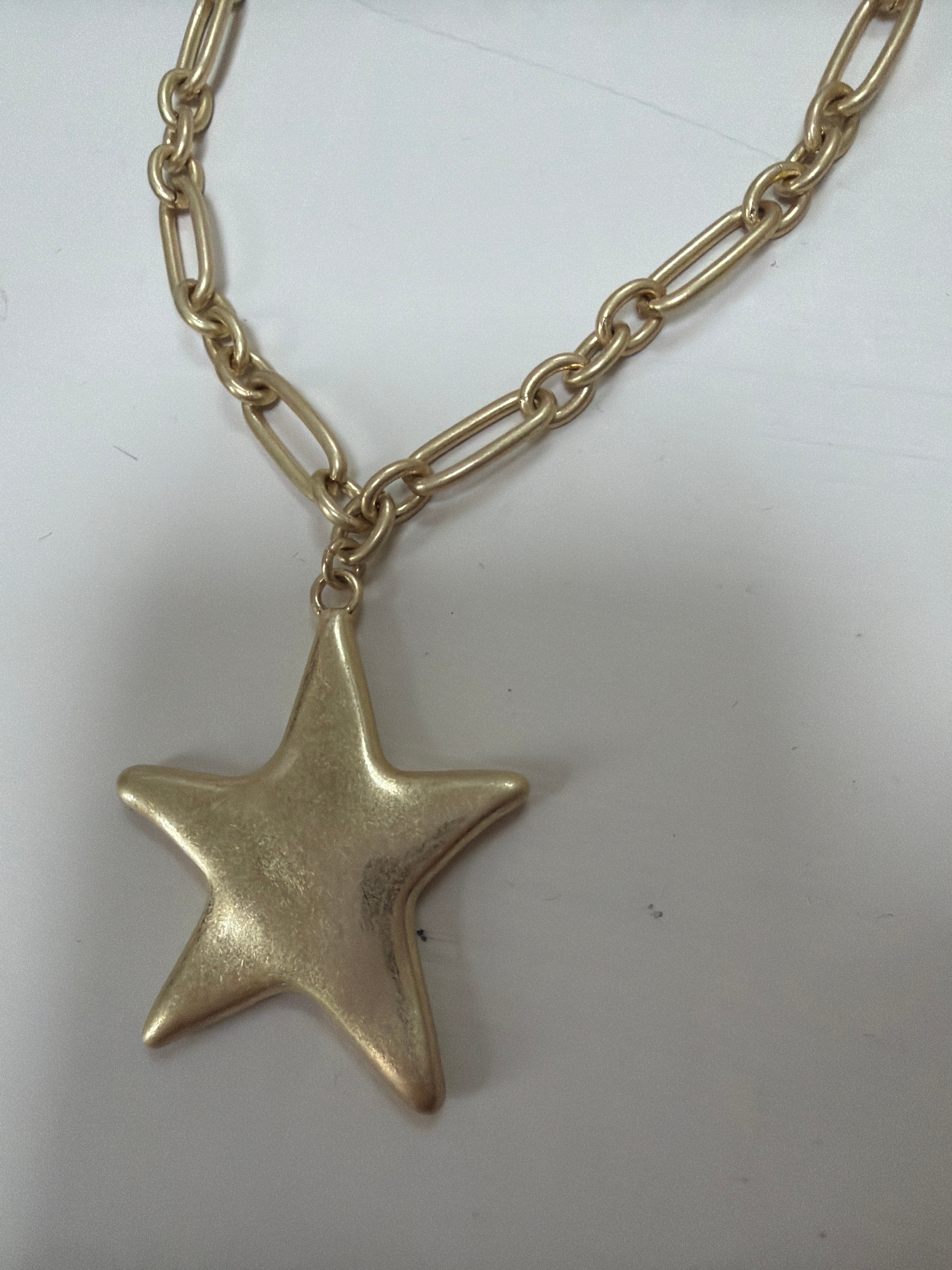 Long Chain Gold Star Necklace