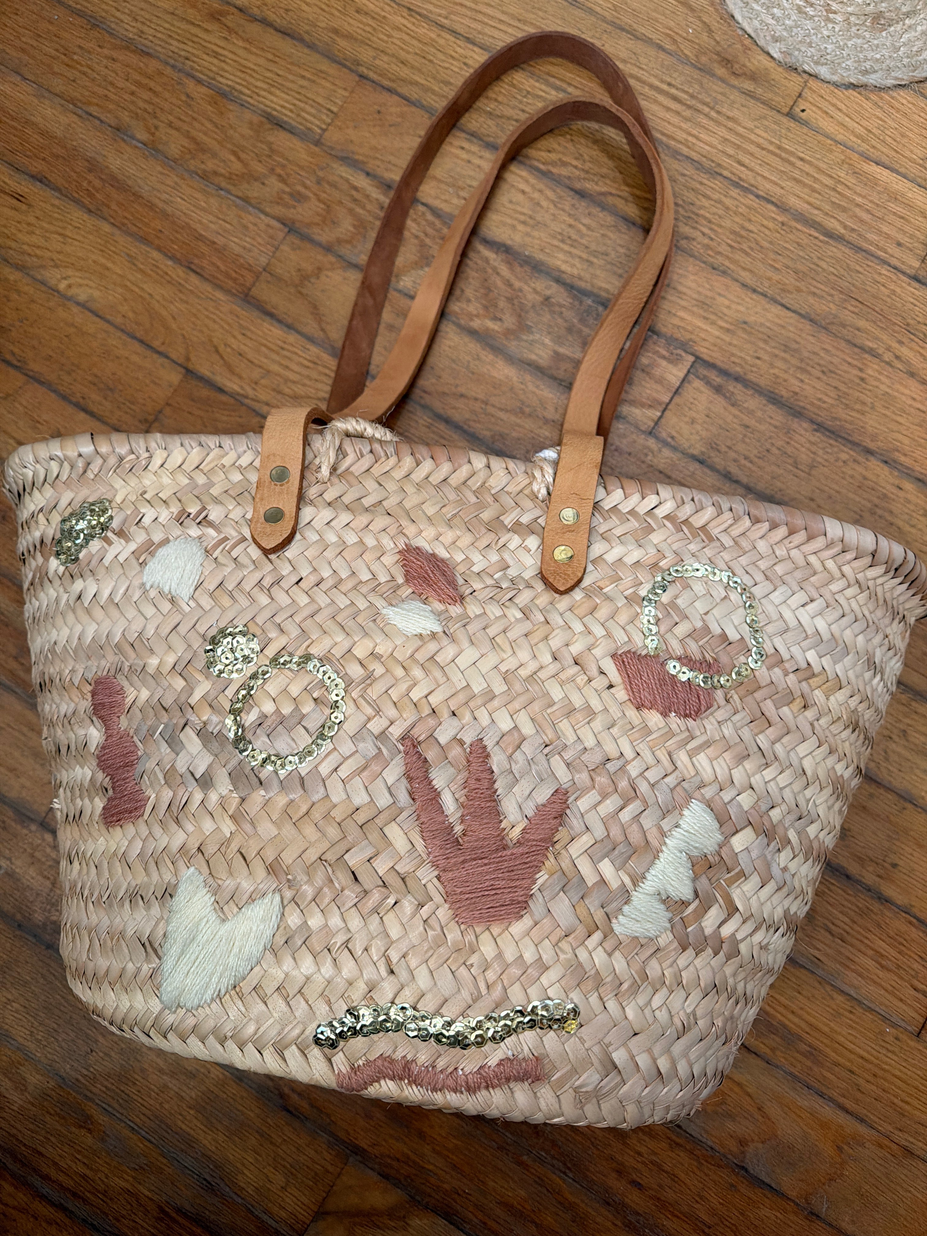 Loon Pink Wicker Basket Bag