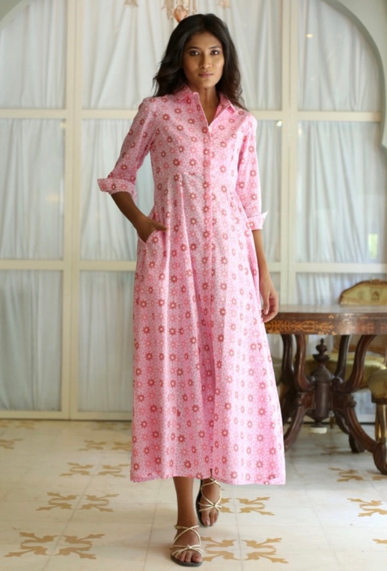 Emily Dress in Pink Azulejo