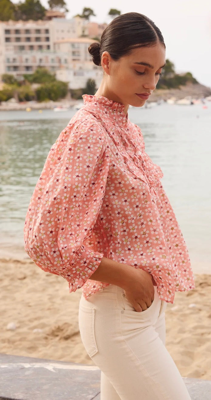 Aster Pink Ruffle Top