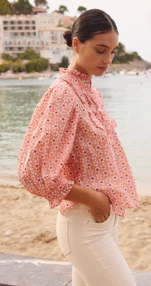 Aster Pink Ruffle Top