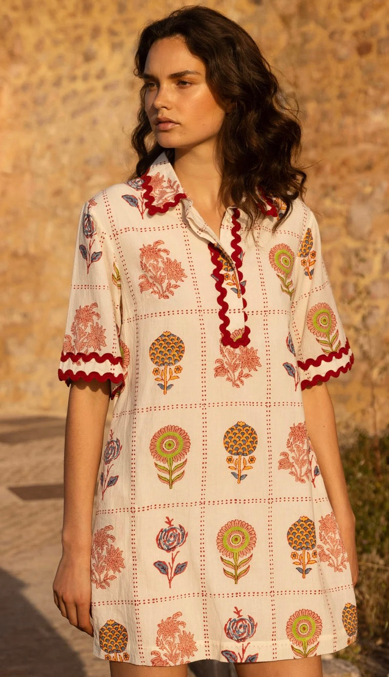 Taormina Cream Collared Shirt Dress