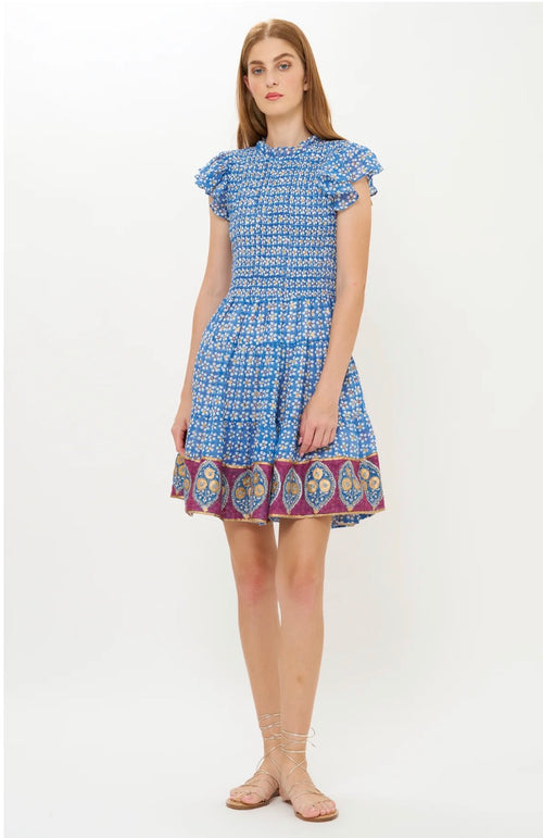 Aster Blue Smocked Flirty Short