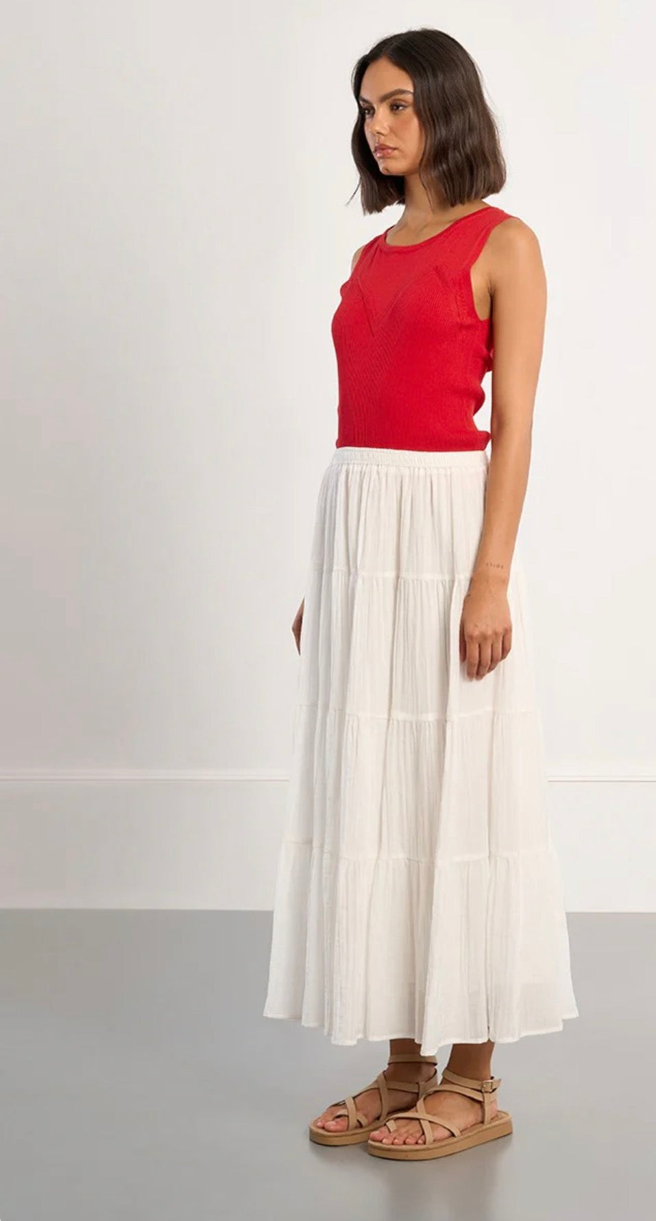Multi Ruffle Maxi Skirt