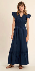 Navy Ruffle Top Maxi