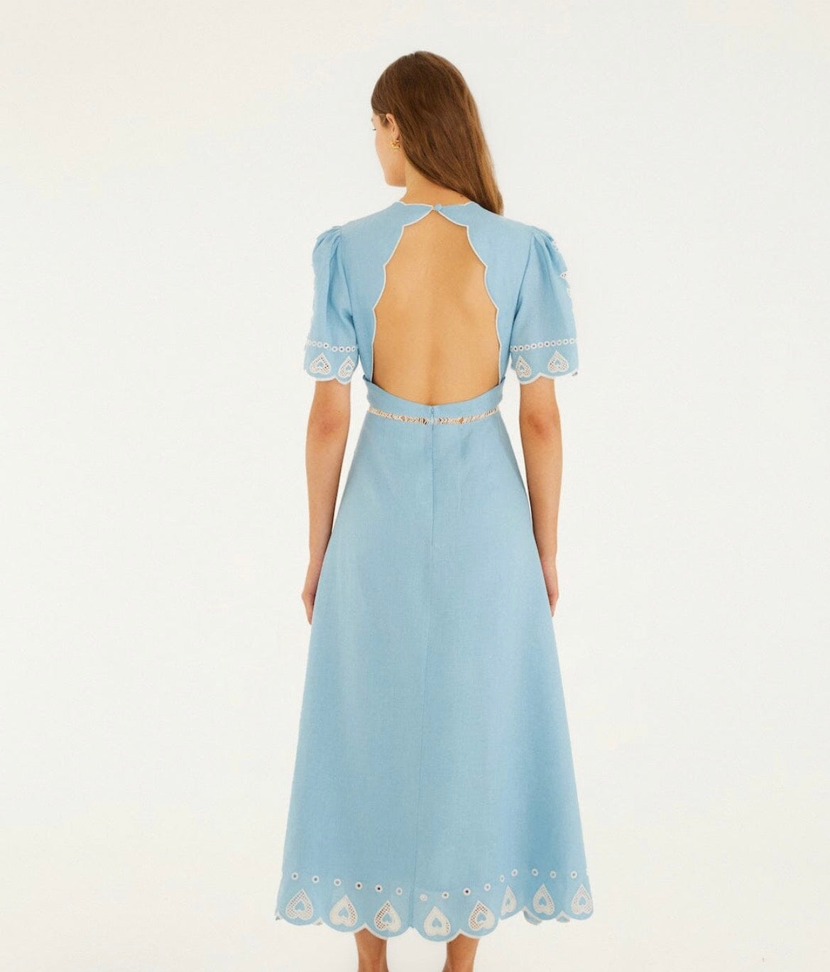 Light Blue Embroidered Midi Dress