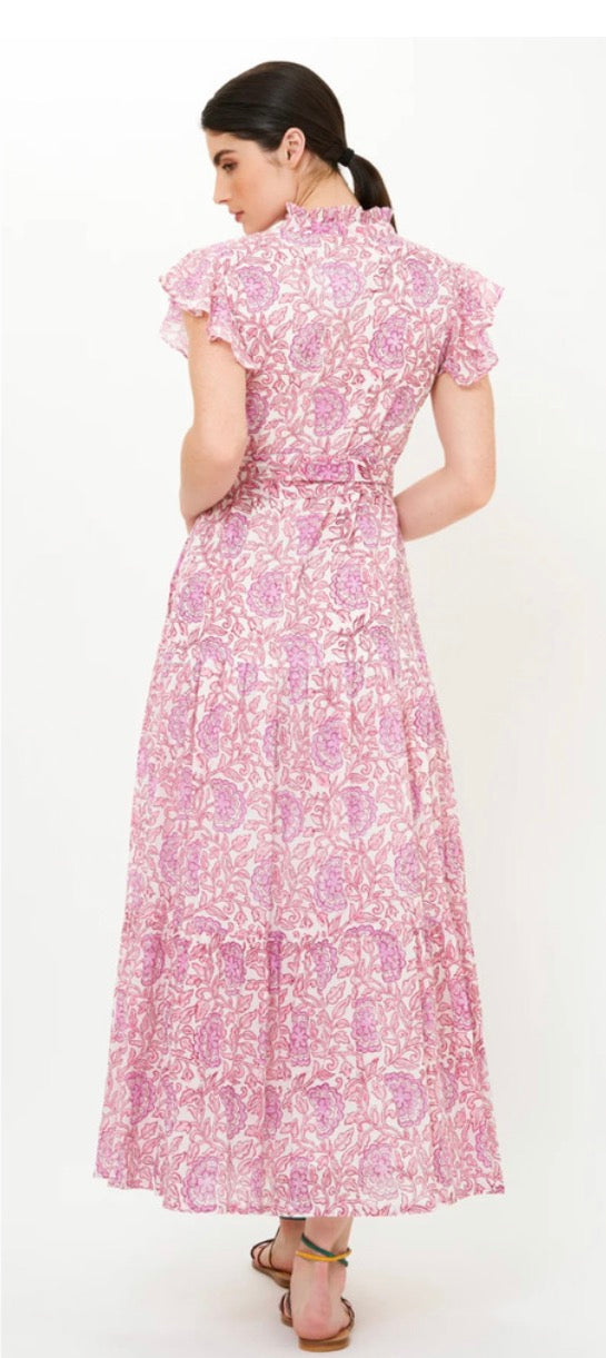 Malta Pink Ruffle Collar Maxi