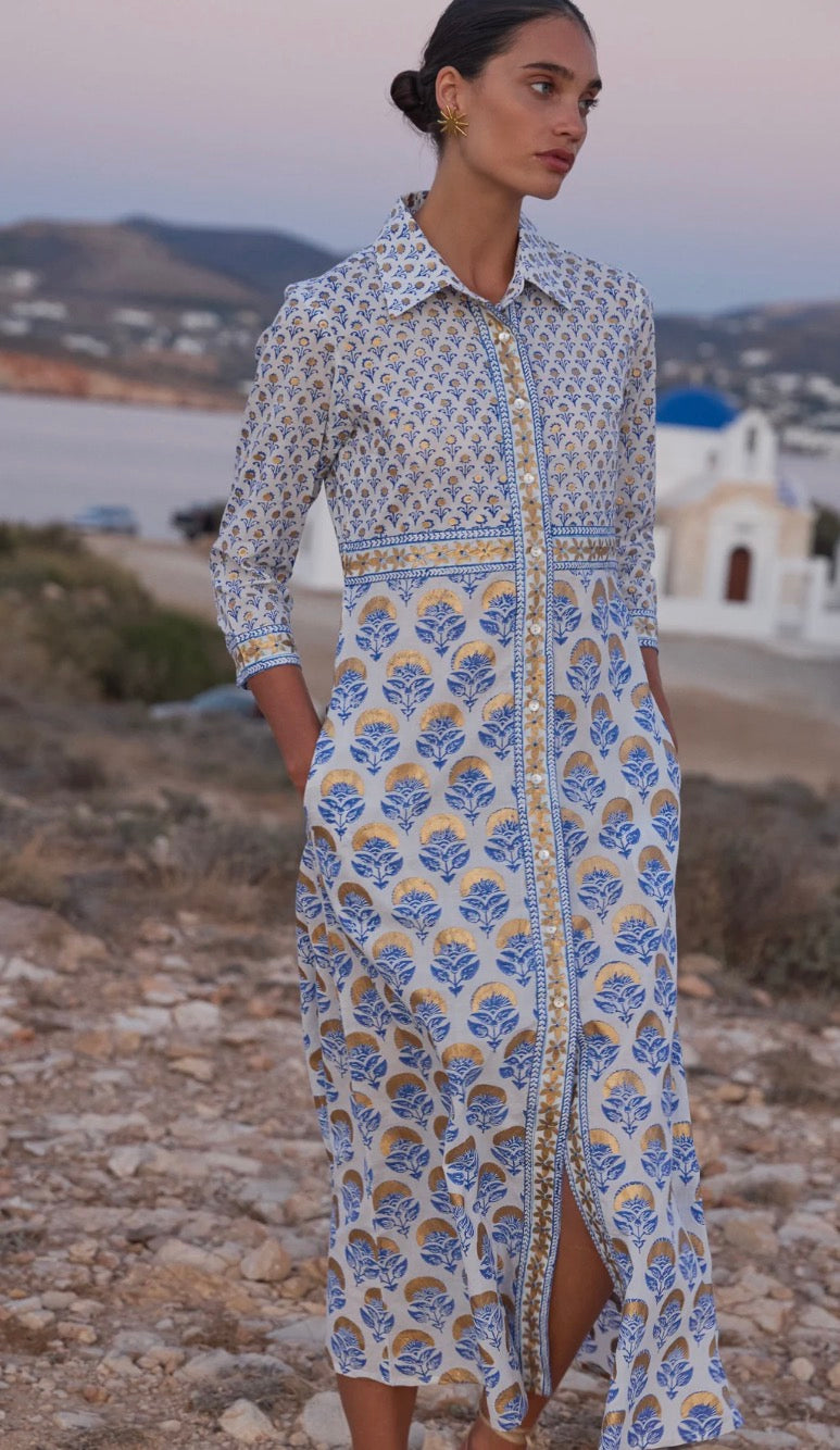 Arbor Blue Shirt Dress Maxi