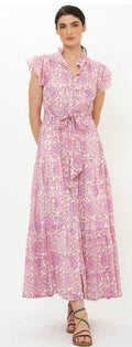 Malta Pink Ruffle Collar Maxi