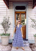 Navy Shell Eyelet V-Neck Maxi Dress
