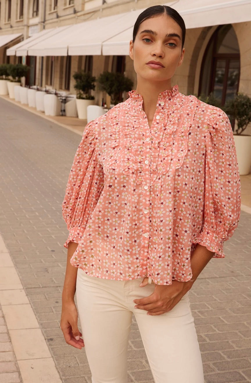 Aster Pink Ruffle Top