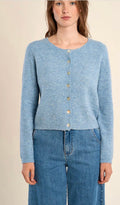 Knitted Blue Button Cardigan