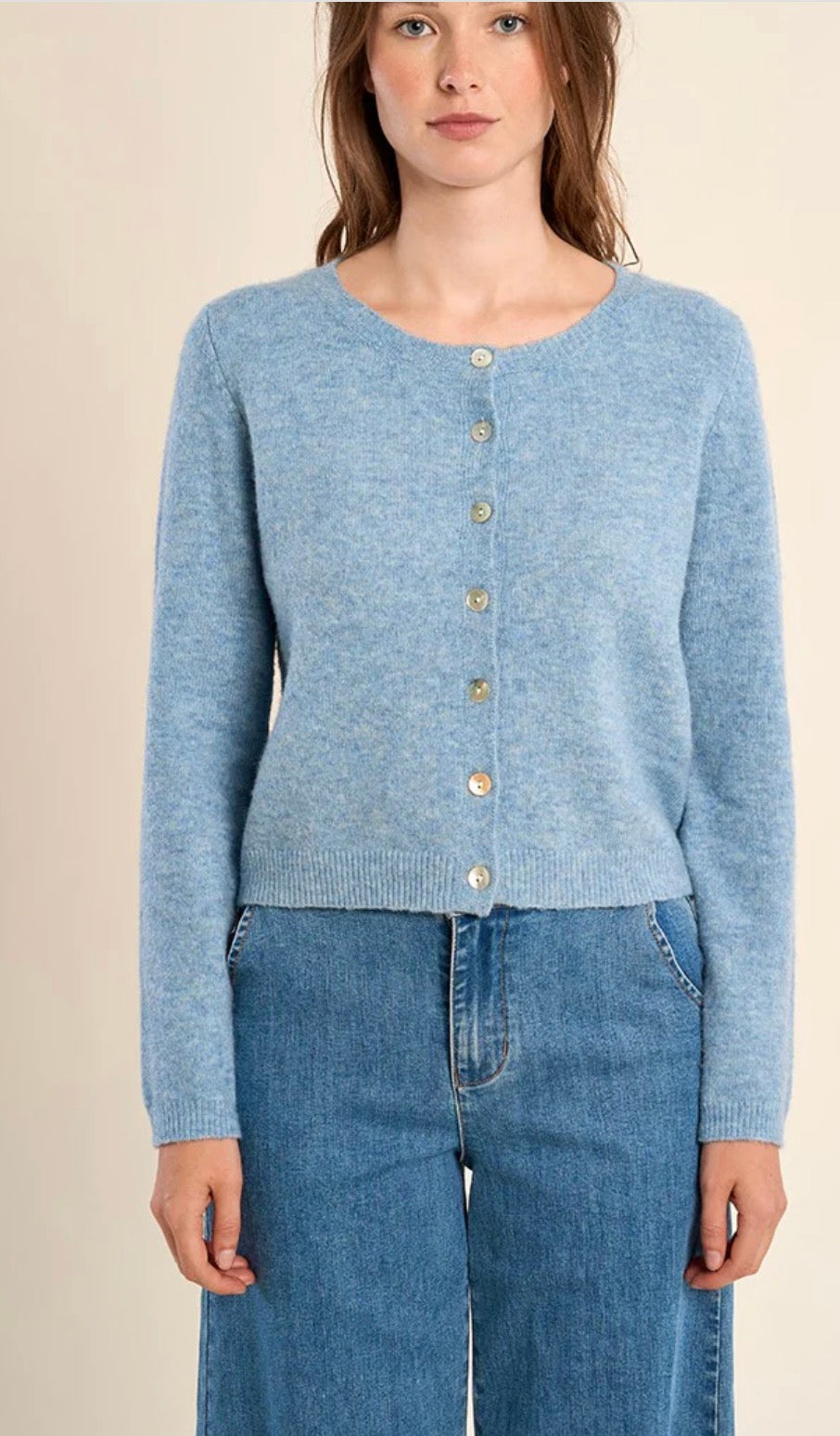 Knitted Blue Button Cardigan