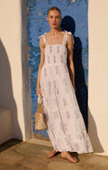 Leela Sky Wide Strap Smocked Midi