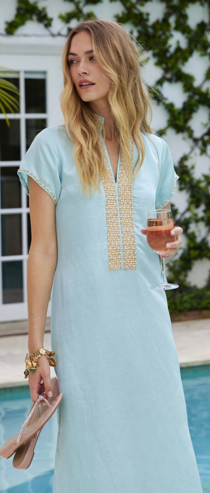 Pearl Cap Sleeve Maxi