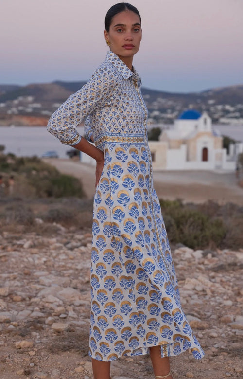 Arbor Blue Shirt Dress Maxi