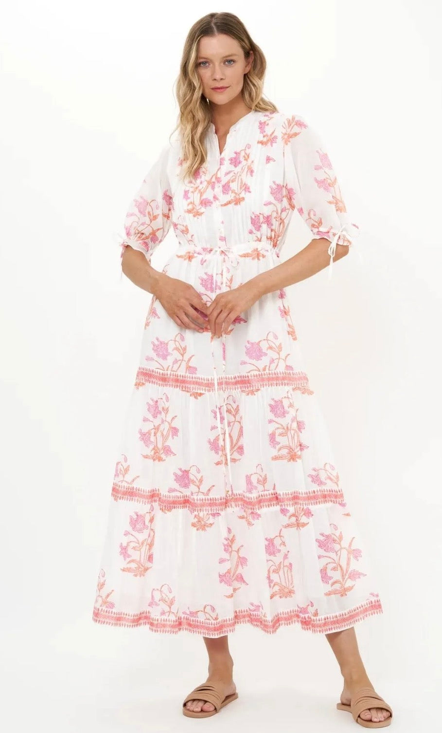 Ostuni Coral Cinched Pintuck Maxi