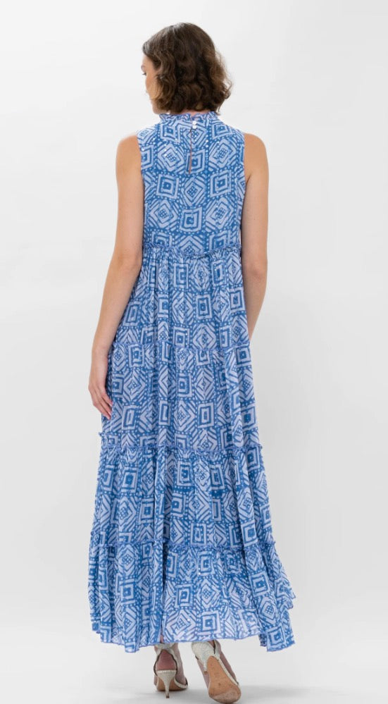The Bali Blue Ruffle Tiered Maxi