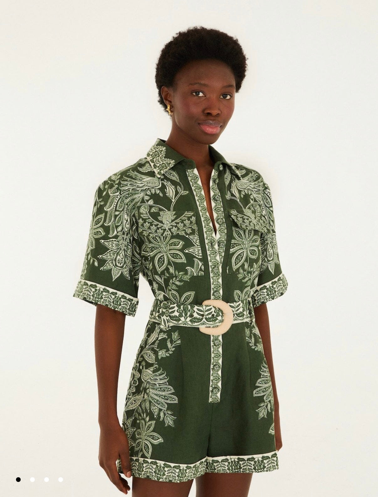 Dark Green Belted Miranda Romper