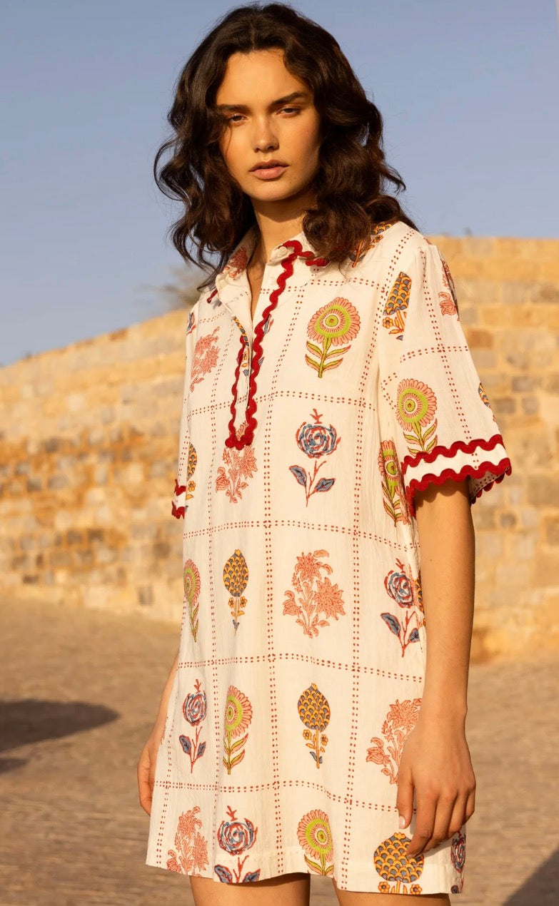 Taormina Cream Collared Shirt Dress